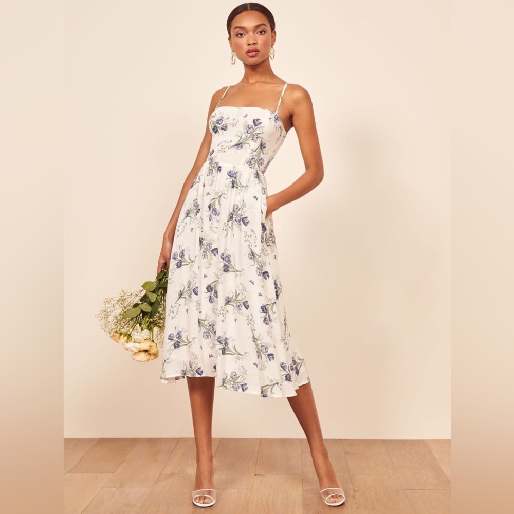 Reformation White Floral Rosehip Dress Size 6